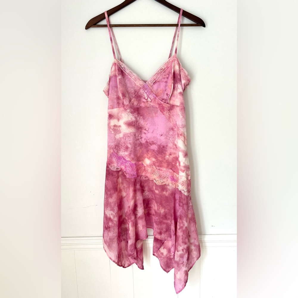 Wild Fable Pink Tie-Dye Handkerchief Hem Slip Dress Medium NWT